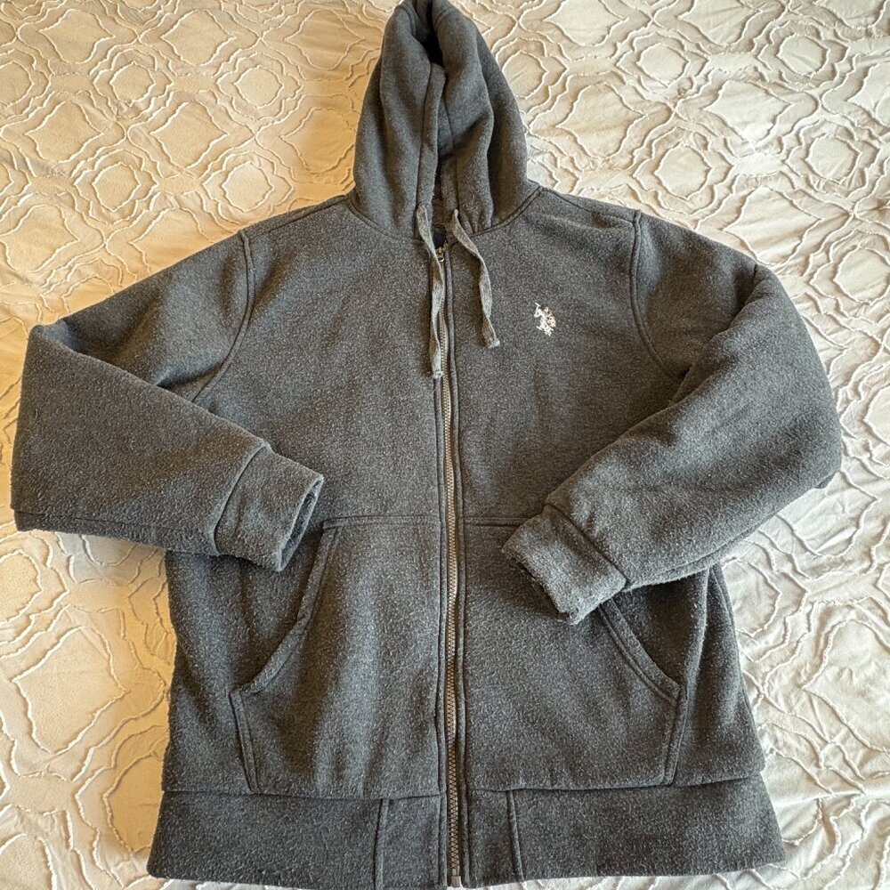 U.S. Polo Association Fleece-Lined Hoodie - Dark Grey
